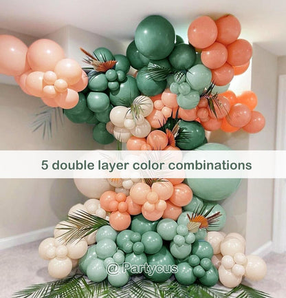 Pink Blue Green Balloon Garland Double Stuffed Dusty Light Green Baby Blue Blush Mauve Latex Pastel Balloon Arch Kit for Boho Baby Shower Gender Reveal Bear Birthday Floral Party Decoration
