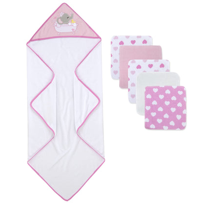 Baby Hooded Towel and Washcloth Set for Infants, Boys and Girls 6-12 Months (Mommy's Mermaid)