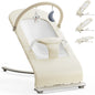 3-in-1 Portable Baby Bouncer & Rocker Chair for Newborn to Toddler - 4 Adjustable Recline Positions, Breathable Cotton Fabric, Natural Vibration, Supports Up to 33 lbs (Oatmeal Khaki)