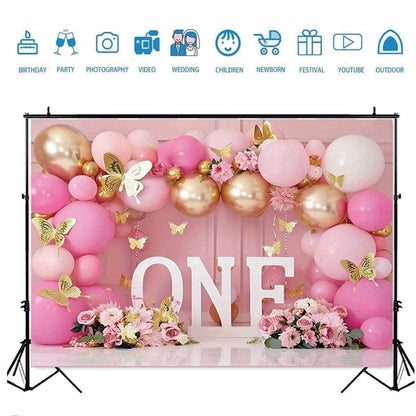 Pink Bear Hot Air Balloon Backdrop Girl Bear Balloons Baby Shower Background Girl 1st Birthday Party Banner Newborn Baby Shower Party Cake Table Decoration Photo Booth Props(Pink, 7x5ft)