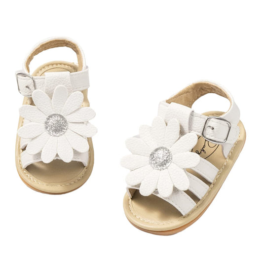 Sawimlgy Baby Girls Boys Sandals Summer Flowers Shoe Rubber Sole PU Leather Mesh Infant Toddler First Walkers Princess Dress Outdoor Shoes