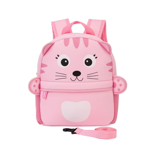KK CRAFTS Preschool Toddler Backpack with Leash, 3D Cute Cartoon Neoprene Animal Schoolbag for Kids Boys Girls(Pink Dinosaur)