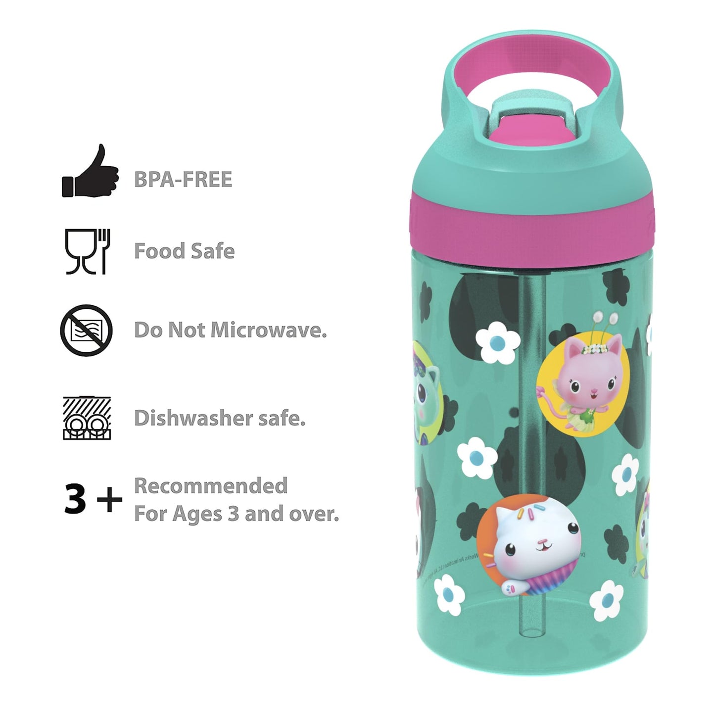Zak Designs 5-Piece Dinnerware Set, Baby Shark - Durable Plastic & Stainless Steel - Includes Water Bottle, 8-Inch Plate, 6-Inch Bowl, Fork & Spoon - Suitable for Kids Ages 3+