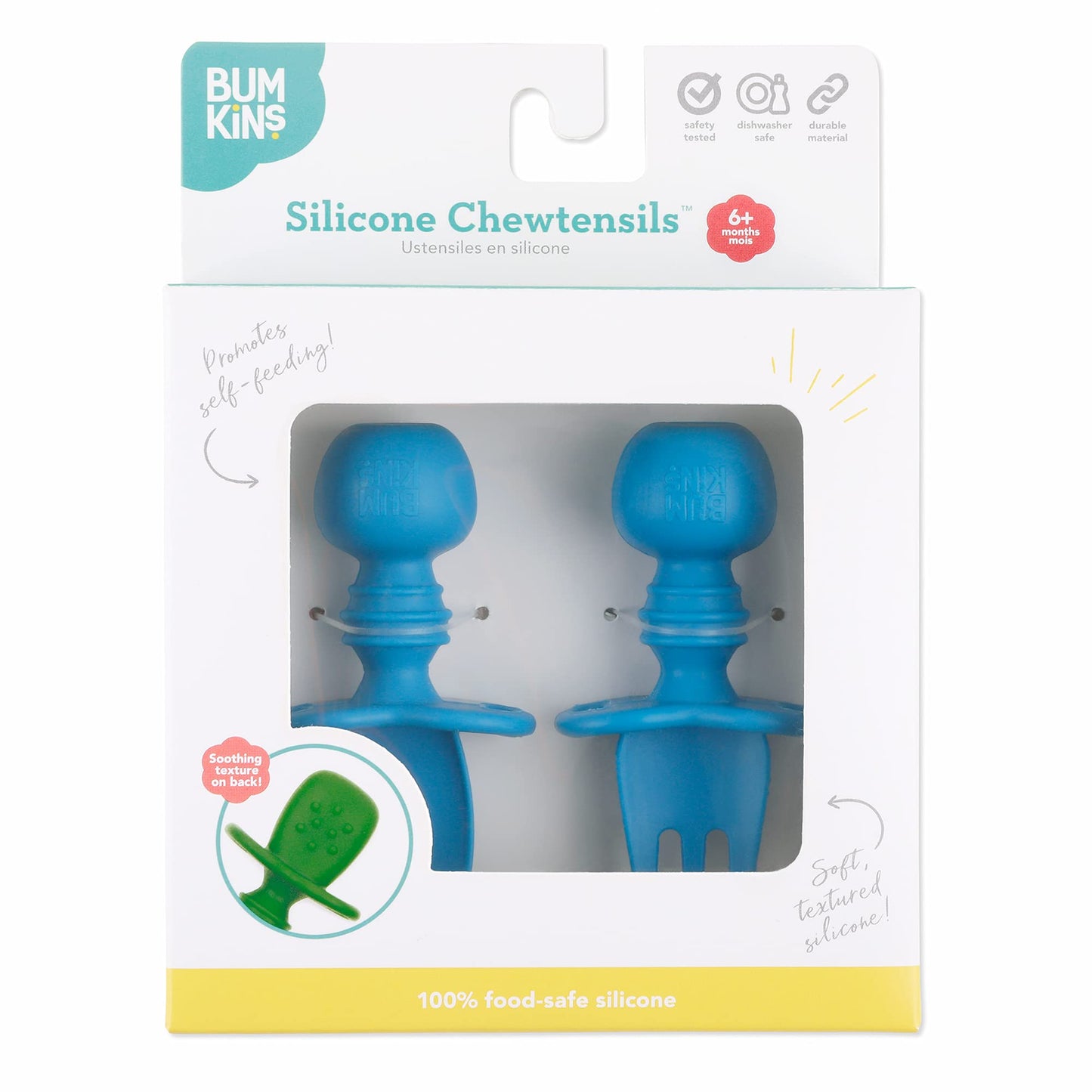 Bumkins Disney Baby Utensils Set, Chewtensils Silicone Spoons for Dipping, Self-Feeding, Baby Led Weaning, Trainer Learning, First Stage Eating, Soft Fork and Spoon, Babies 6 Months, Minnie Mouse