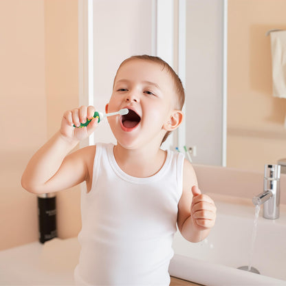 Neverfade Dinosaur Kids Toothbrush - Extra Soft Wide Head Toothbrush Tor Baby, 0.08mm Soft Filament Toddler Toothbrush for Kids 2-4,Make Brushing Fun and Protect Kids Delicate(Green)