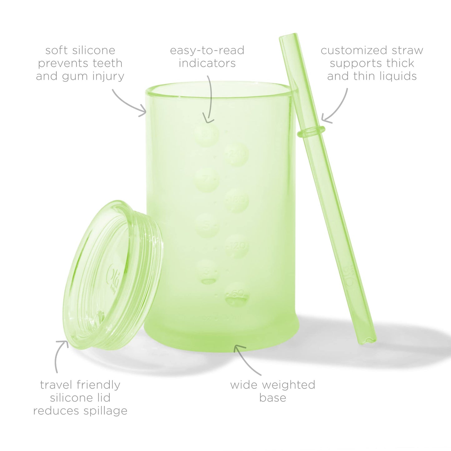 Olababy Silicone Training Cup with Straw Lid | Babies Water Drinking Cup | 6+ Mo Infant To 12-18 Months Toddler | Sippy Cup For Kids & Smoothie Cup | Baby Led Weaning (Mint, 5 oz)