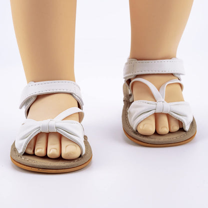 GAISUMMI Baby Girls Sandals Summer Bowknot Infant Crib Shoes Toddler Pu Leather Soft Rubber Sole First Walkers
