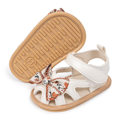 Babelvit Infant Baby Girl Boy Sandals Comfort Premium Summer Outdoor Casual Beach Shoes with Flower Bowknot Anti Slip Rubber Sole Newborn Toddler Prewalker First Walking Shoes