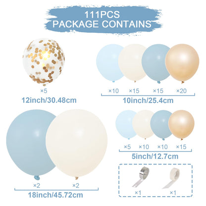 Dusty Blue Balloon Arch Kit,122 Pcs Dusty Blue and White Balloons,MacaronBlue White Balloon Arch Garland Kit for Boy Baby Shower Gender Reveal,Men Birthday,Graduation Decorations,Bridal Shower