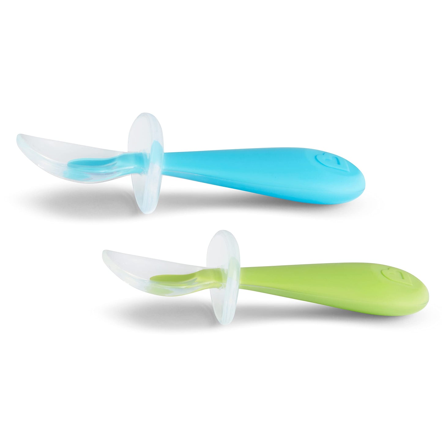 Munchkin® Silicone Scoop™ Trainer Spoons with Choke Guard for Baby Led Weaning, 4 Count, Pink/Purple
