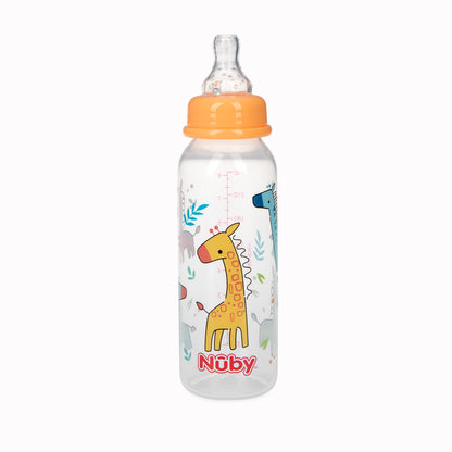 Nuby Printed Non-Drip 8oz Bottle, 3 Pack - Pink, Purple, Aqua