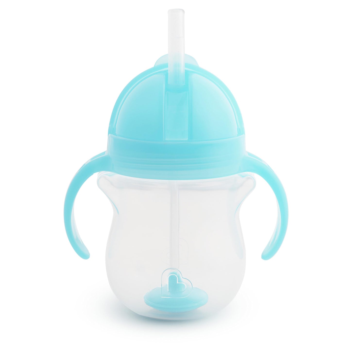 Munchkin Any Angle Sippy Cups for Toddlers, Spill Proof Weighted Straw Cup with Transition Handles for Babies 6 Months and Up, 2 Pack, Blue/Green