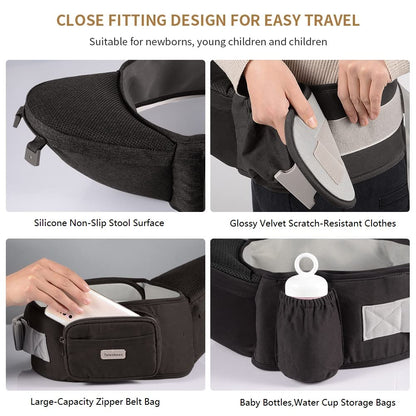 6-in-1 Baby Carrier - Newborn to Toddler, Hip Seat Lumbar Support, 7-41 lbs, All Seasons & Positions, Adjustable Size for Shopping, Hiking, Travelling