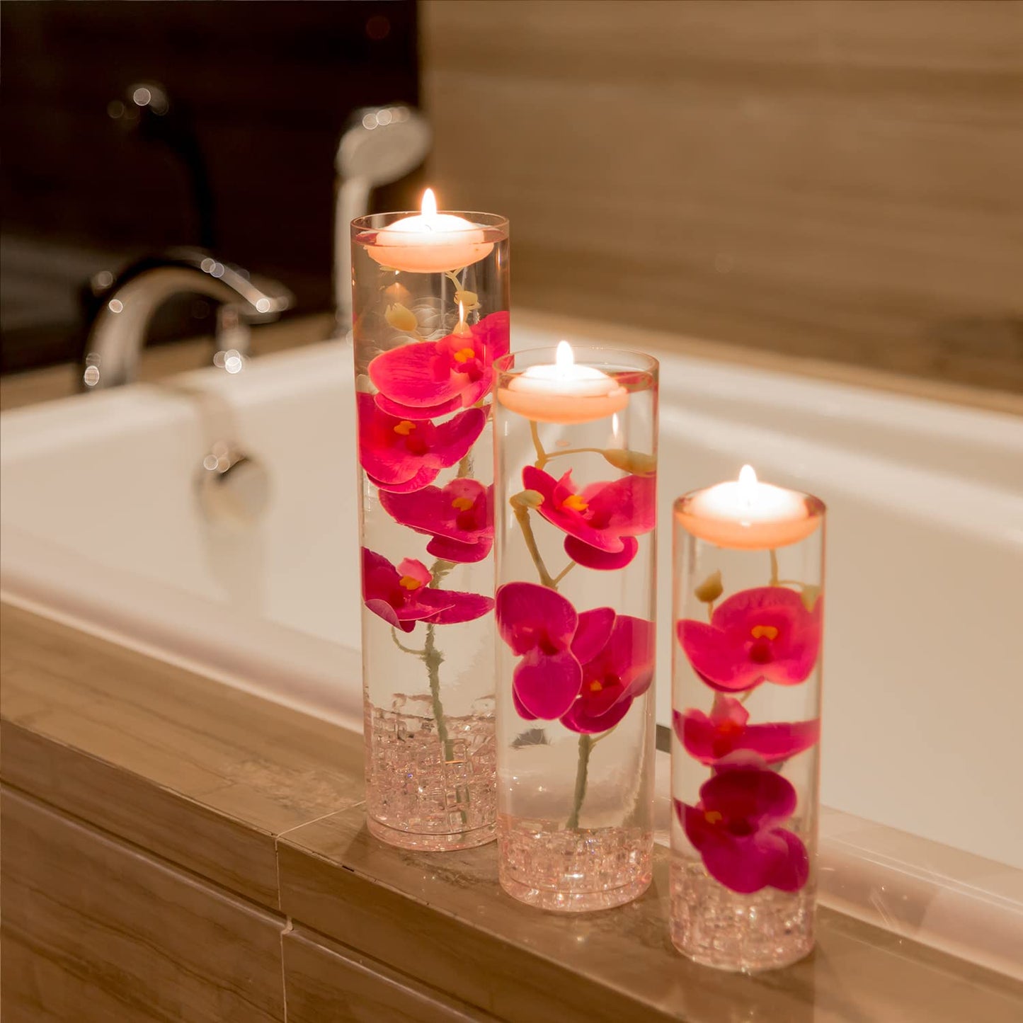 Artificial Phalaenopsis with Candles Diamond Lace Nearly Natural Orchid for Table Centerpiece Wedding Party Home Bar Restaurant Festival Decoration Pink Suit