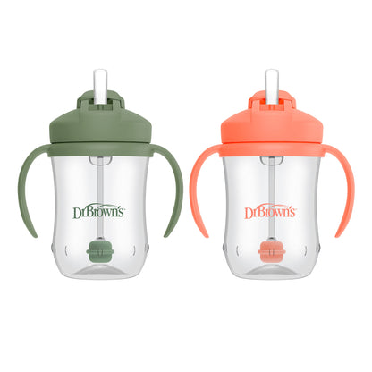 Dr. Brown's Milestones, Baby's First Straw Cup Sippy Cup with Straw, 6m+, 9oz/270ml, Coral, BPA Free