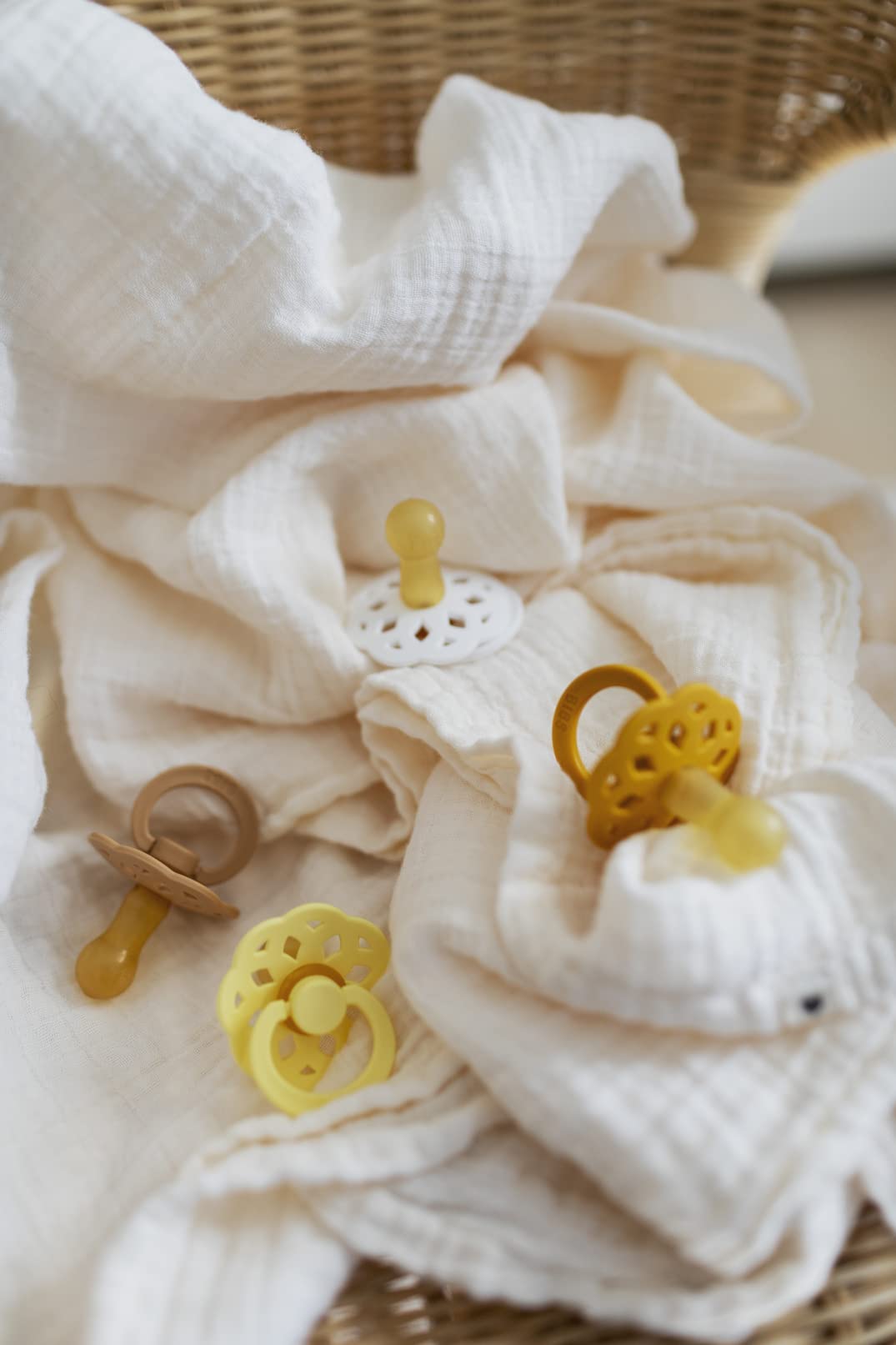 BIBS Pacifiers - Boheme Collection | BPA-Free Baby Pacifier | Made in Denmark | Set of 2 Ivory/Blossom Color Premium Soothers | Size 0-6 Months