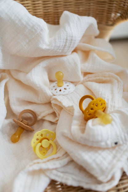 BIBS Pacifiers - Boheme Collection | BPA-Free Baby Pacifier | Made in Denmark | Set of 2 Ivory/Blossom Color Premium Soothers | Size 0-6 Months