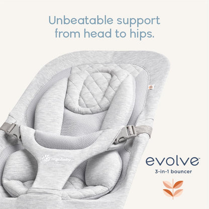 Ergobaby Evolve 3-in-1 Mesh Bouncer, Adjustable Multi Position Baby Bouncer Seat, Fits Newborn to Toddler, Grey Mesh