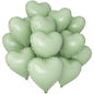 Sage Green Gold Heart Balloons,12Pcs Light Gold Heart Shaped Foil Balloons,18Inch Cream White Helium Mylar Balloon for Baby Shower Birthday Anniversary Wedding Party Decorations