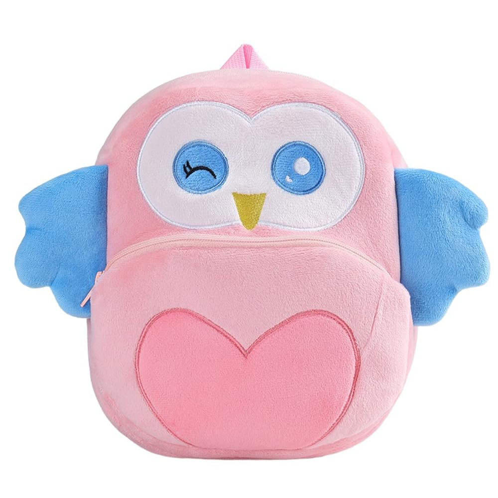 Cute Plush Toddler Backpacks Mini Brown Owl Backpack for Kids Real Littles Backpack for Boy Girl