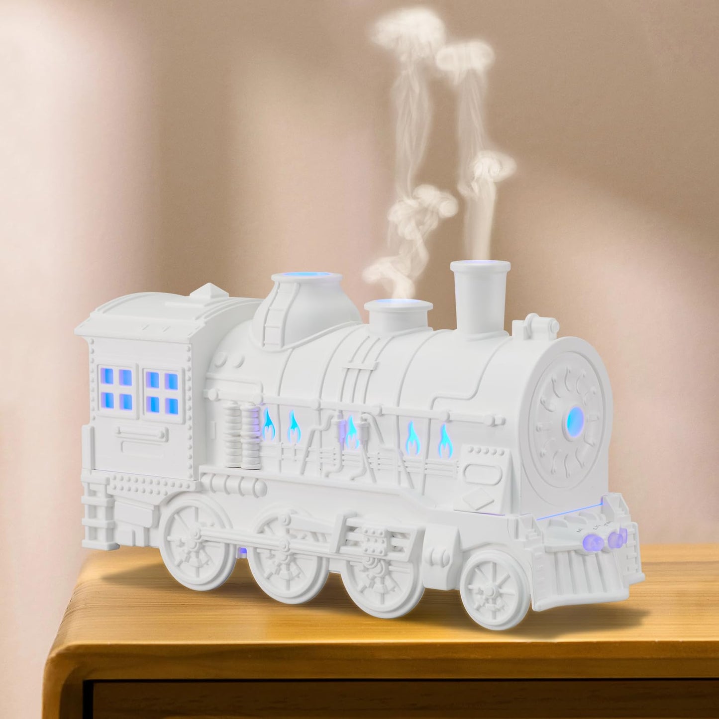 Humidifiers for Bedroom, Cool Quiet Steam Train Looking Mist Air Humidifier Diffuser for Home Baby Nursery & Plants and Auto Shut-off & No Remote Included. (Black)