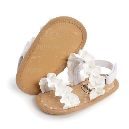 COSANKIM Infant Baby Girls Summer Sandals with Flower Soft Sole Newborn Toddler First Walker Crib Dress Shoes