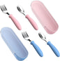 Toddler Utensils, Toddler Forks and Spoons, Baby Utensils Set with Storage Box for Self Feeding Safe, Dishwasher Safe (2 Set with Case)
