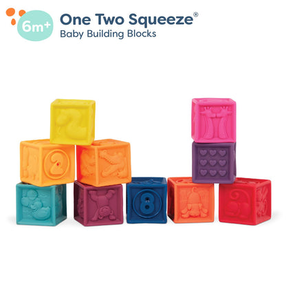 B. toys – Baby Blocks – Stacking & Building Toys For Babies – 10 Soft & Educational Blocks- Numbers, Shapes, Colors, Animals- One Two Squeeze- 6 Months +