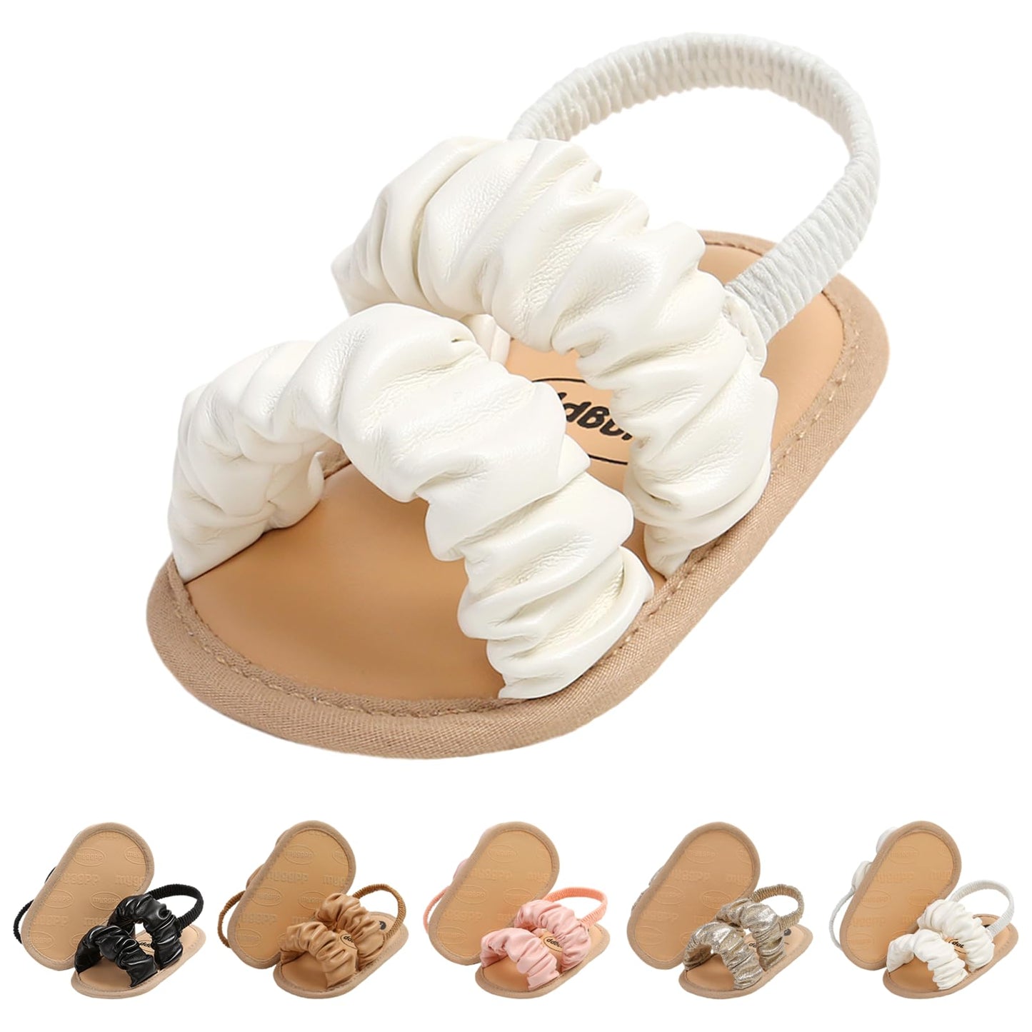 CoKate Baby Girls Sandals Ruffle Bowknot Premium Soft Sole Anti-Slip Open Toe Breathable Summer Outdoor First Walker Shoes Baby Sandals 0-3 months girls