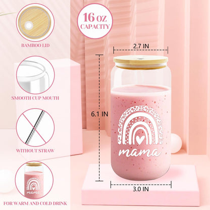 New Mom Gifts, 6 Pcs New Mom Care Package After Baby, Postpartum Gifts for Mama, Pregnancy Gift for Expecting Mother, First Time Mothers Day Gift for New Moms with 16 Oz Glass Cup, Eye Mask