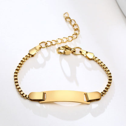 Personalized Baby Bar Bracelet : 18K Gold Plated Custom Name ID Plate Bracelet for Children Toddler from Mom, Engraved Kid Name for Daughter Son, New Born Birthday Gift,Adjustable,Nickel free