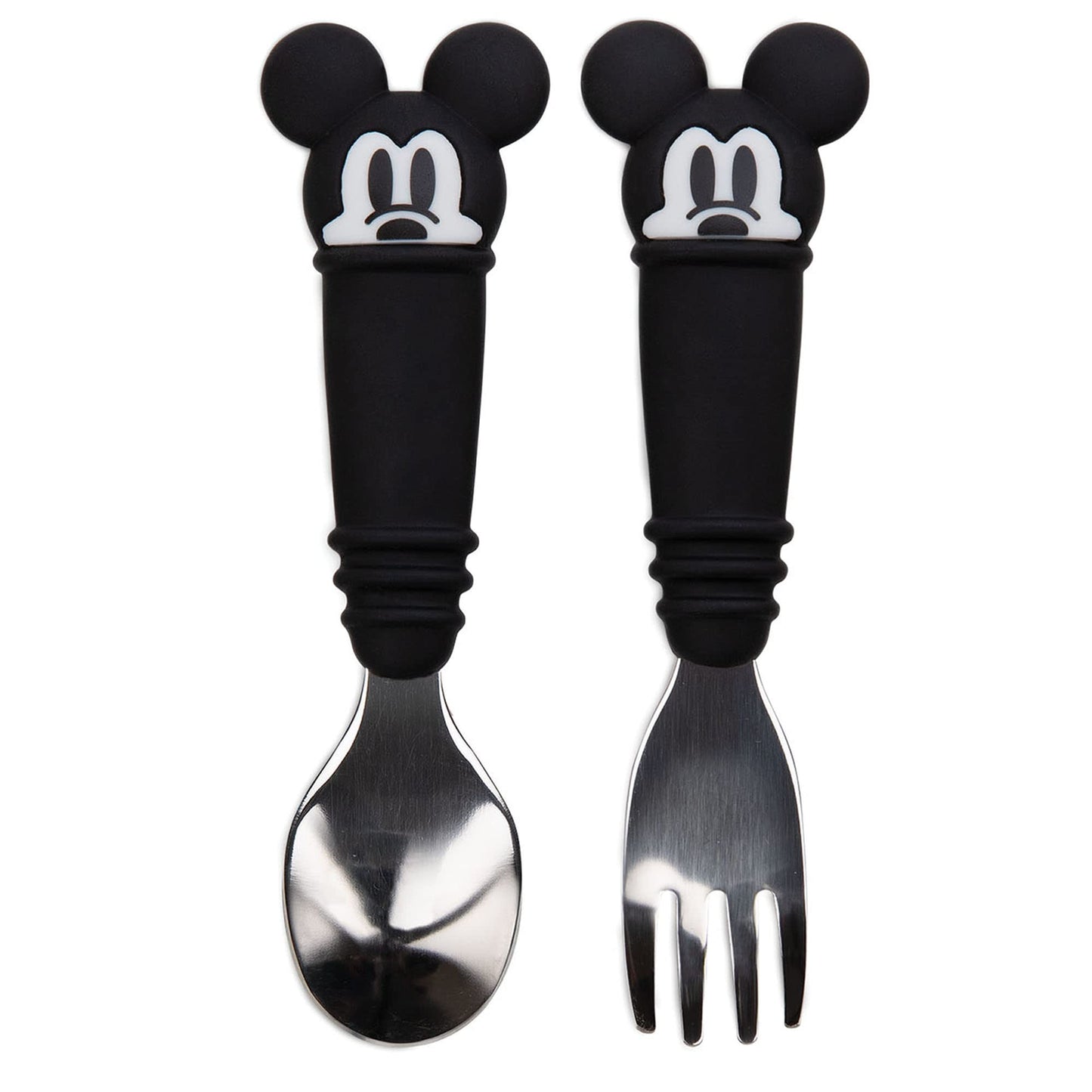 Bumkins Disney Baby Utensils Set, Chewtensils Silicone Spoons for Dipping, Self-Feeding, Baby Led Weaning, Trainer Learning, First Stage Eating, Soft Fork and Spoon, Babies 6 Months, Minnie Mouse