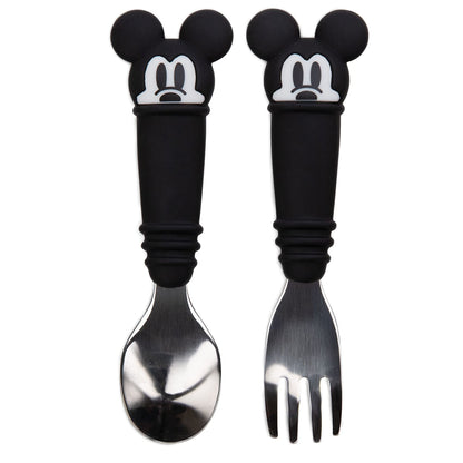 Bumkins Disney Baby Utensils Set, Chewtensils Silicone Spoons for Dipping, Self-Feeding, Baby Led Weaning, Trainer Learning, First Stage Eating, Soft Fork and Spoon, Babies 6 Months, Minnie Mouse