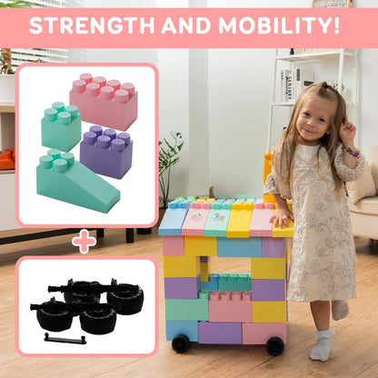 Giant Plastic Blocks Jumbo, Big Blocks, Jumbo Blocks, Big Building Blocks Jumbo, Giant Blocks, Huge Blocks, Jumbo Building Blocks, 86 Pieces Large Blocks for Kids Ages 1 to 8 86 pcs blocks with wheels