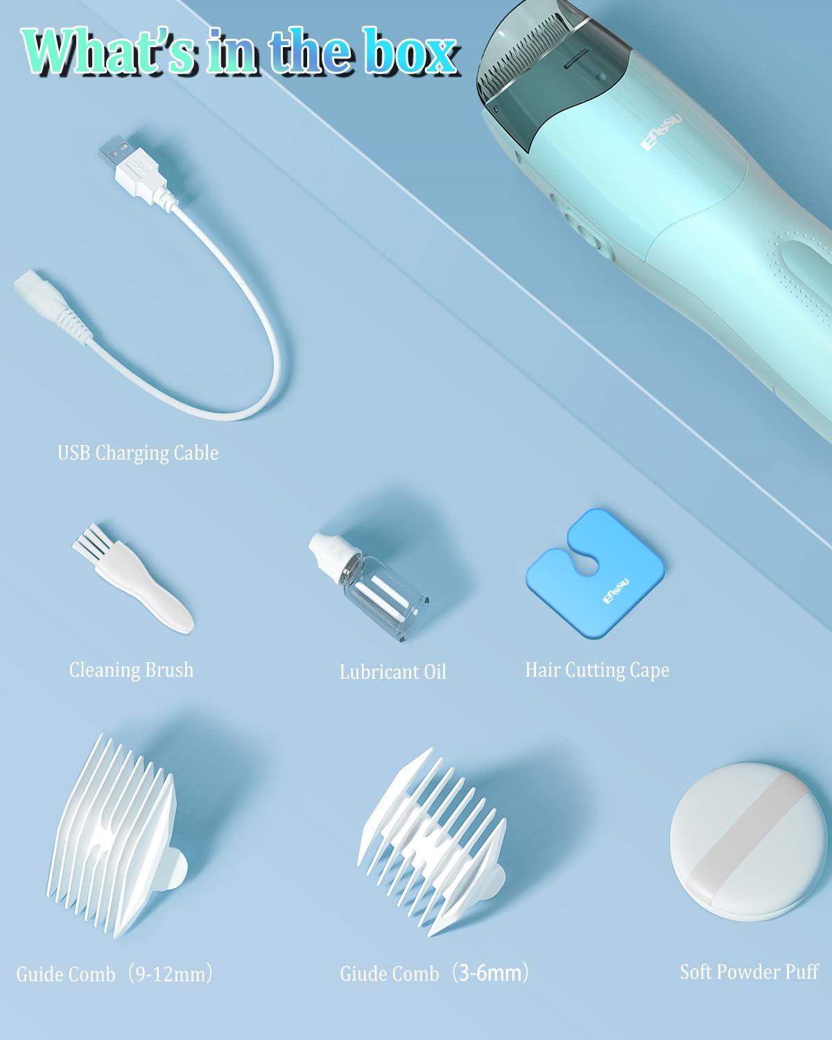 ENSSU Baby Hair Clipper,Vaccum Hair Clippers for Kids/Toddlers,Cordless Baby Hair Cutting Kit with Two Modes,Baby Hair Trimmer Haircut Machine in Large Hairs Storage Space,Rechargeable,Waterproof