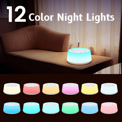 ColorsNoise Sound Machine and White Noise Machine with 30 Soothing Sounds with 12 Colors Baby Night Light with Memory Function (Black)