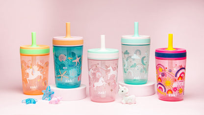 Zak Designs Disney Princess Kelso Toddler Cups For Travel or Home, 15oz 2-Pack Plastic Sippy Cups, Leak-Proof For Kids (Ariel, Aurora, Belle, Cinderella, Jasmine, Mulan, Rapunzel, Tiana)