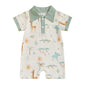 Baby Boy Rompers Half Button-up Jumpsuit Short Sleeve Bodysuit Summer Clothes