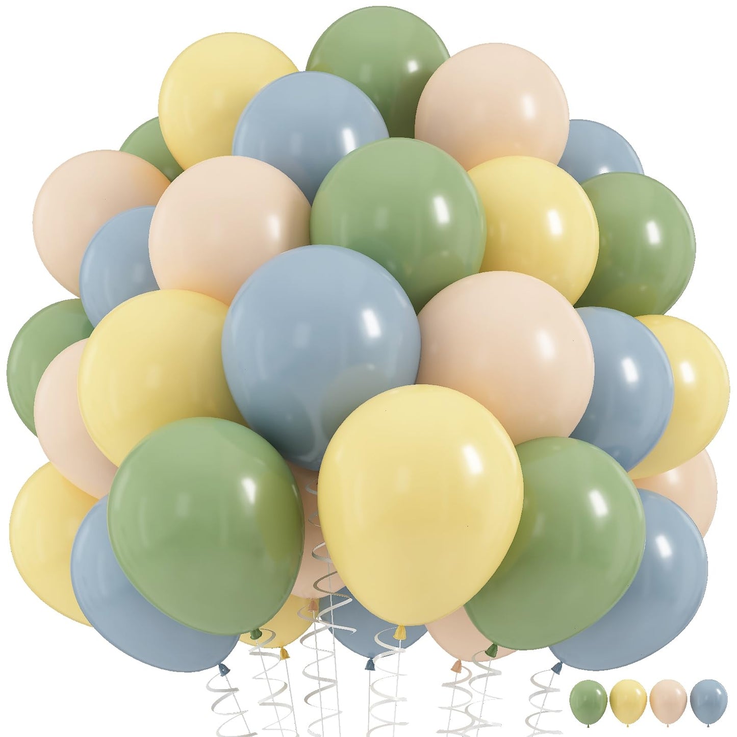 Dusty Blue Balloon Set, 60Pcs 12 Inch Slate Baby Blue White Sand Latex Balloon with Metallic Confetti Champagne Gold Helium Balloons for Birthday Party Baby Bridal Shower Boho Decortaions Supplies