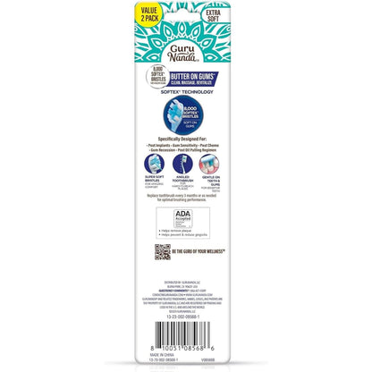 GuruNanda Butter On Gums Toothbrush, ADA Accepted, with 8000+ Ultra Soft Softex Bristles for Sensitive & Receding Gums, Perfect for Whiter Teeth, 8 Ct