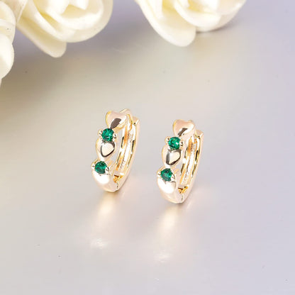 CiNily 14K White Gold Plated Small Hoop Earrings for Women Girls Heart Cubic Zirconia Hypoallergenic Earrings
