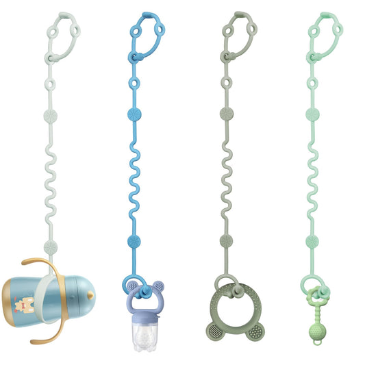 Toy Straps for Baby, 5pcs Adjustable Toy Holder for Stroller Accessories, Silicone Baby Tether Pacifier Clip, No Throw Baby Travel Essential Leash for High Chair, Car Seat (Gril-5 Pack)