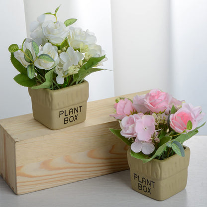 XONOR Artificial Flower Plants – Mini Fake Hydrangea Flowers in Pot for Home Decor Party Wedding Office Patio Table Desk Decoration, Set of 4, 3.3''(D) x 5.5''(H)