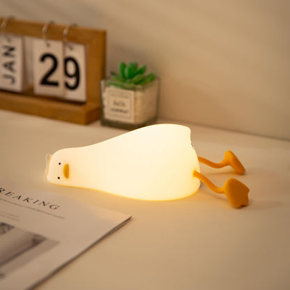 DuDu Duck Night Light, Cute Duck Lamp, Squishy Silicone Nightlight for Bedrooms with 30 Minutes Timer, Rechargeable Bedside Lamp with Touch Control for Bedrooms, Living Room