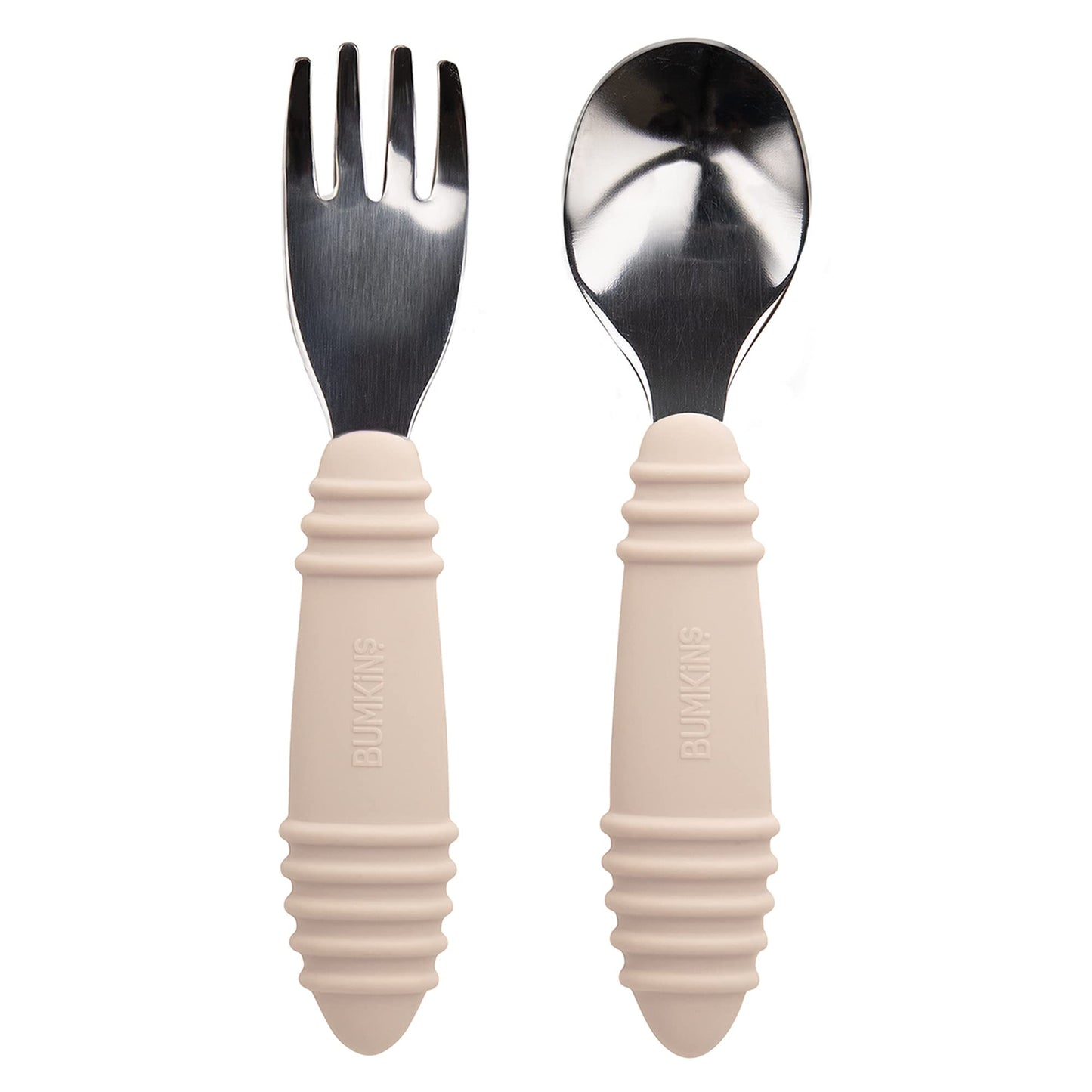 Bumkins Disney Baby Utensils Set, Chewtensils Silicone Spoons for Dipping, Self-Feeding, Baby Led Weaning, Trainer Learning, First Stage Eating, Soft Fork and Spoon, Babies 6 Months, Minnie Mouse