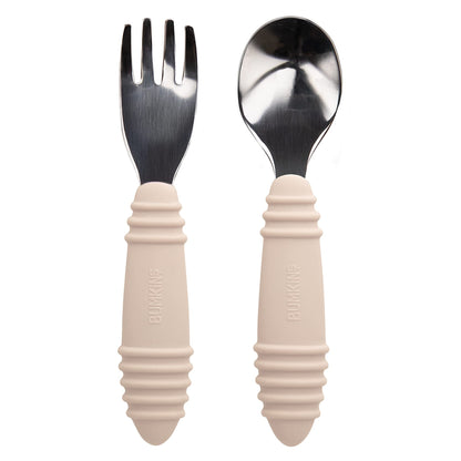 Bumkins Disney Baby Utensils Set, Chewtensils Silicone Spoons for Dipping, Self-Feeding, Baby Led Weaning, Trainer Learning, First Stage Eating, Soft Fork and Spoon, Babies 6 Months, Minnie Mouse