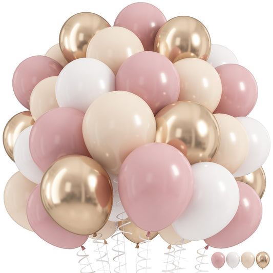 Dusty Blue Balloon Set, 60Pcs 12 Inch Slate Baby Blue White Sand Latex Balloon with Metallic Confetti Champagne Gold Helium Balloons for Birthday Party Baby Bridal Shower Boho Decortaions Supplies