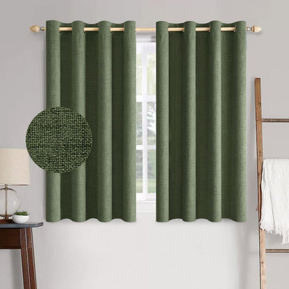 MIULEE 100% Blackout Linen Textured Curtains for Bedroom Solid Thermal Insulated Natural Beige Grommet Room Darkening Curtains & Drapes Luxury Decor for Living Room Nursery 52 x 84 Inch (2 Panels)