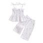 Toddler Baby Girl Clothes Tie-Up Strap Ruffle Camisole Tops Linen Pants Set Little Girls Summer Outfits