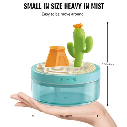 Mini Portable Desktop Humidifiers for Bedroom,Small Humidifier with Cherry Tree,Quiet,Cool Mist, Auto Off,7 Colors Night Light,320ml Air Humidifier Home Office Travel(PINK)